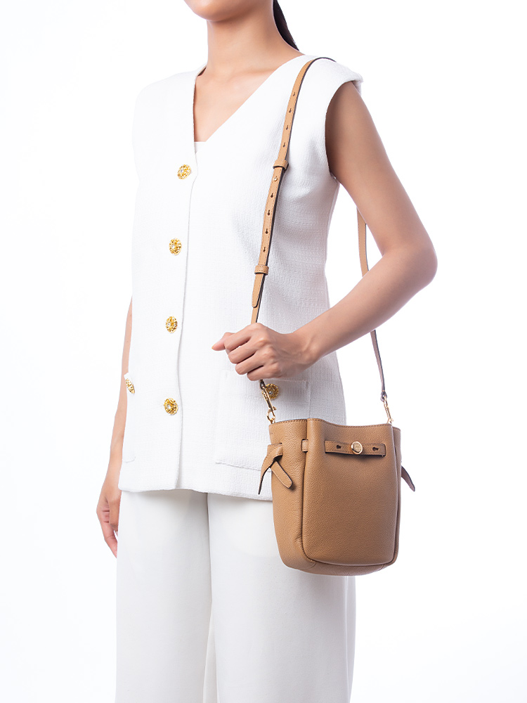 Romy Leather Small Crossbody Tiramisu