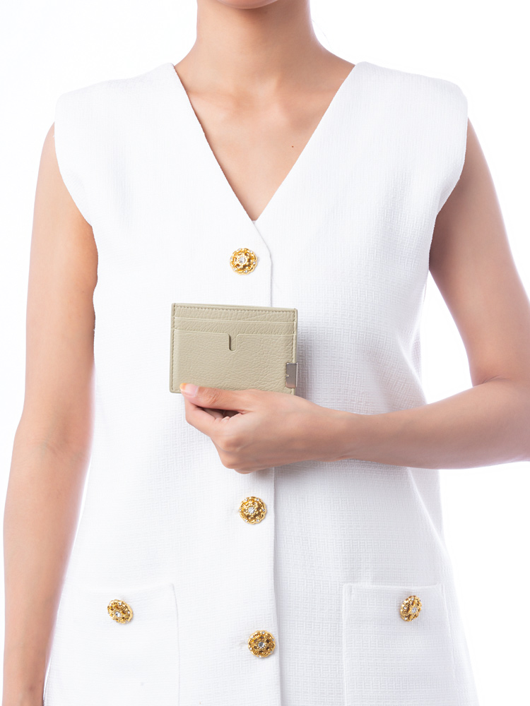 Grained Calfskin Sandon Card Holder Hunter