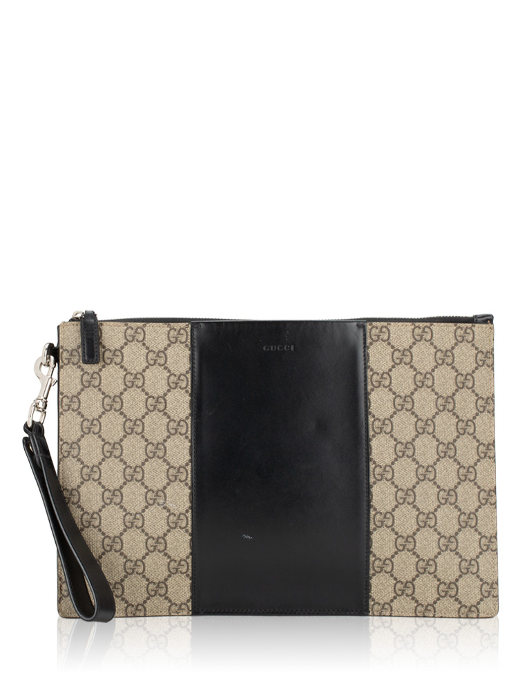 GG Supreme Calfskin Wrist Pouch Beige Black
