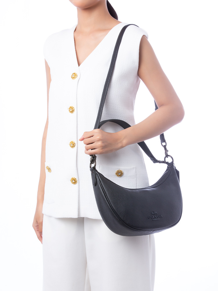 CP099 Aria Leather Shoulder Bag Black