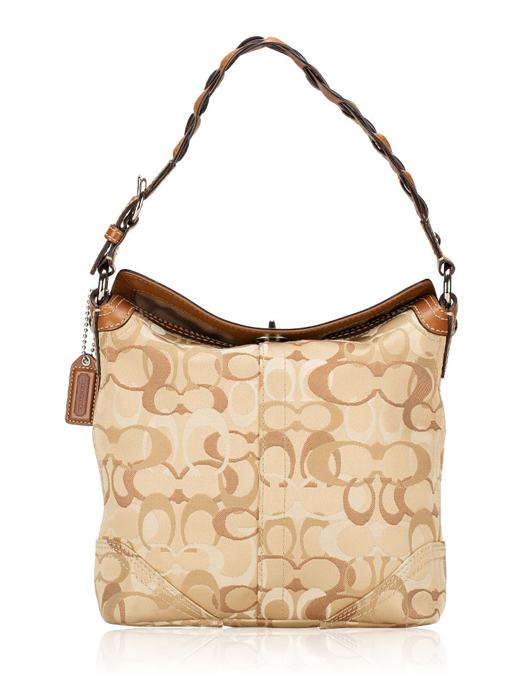 10990 Signature Optic Chelsea Shoulder Bag Tan Brown
