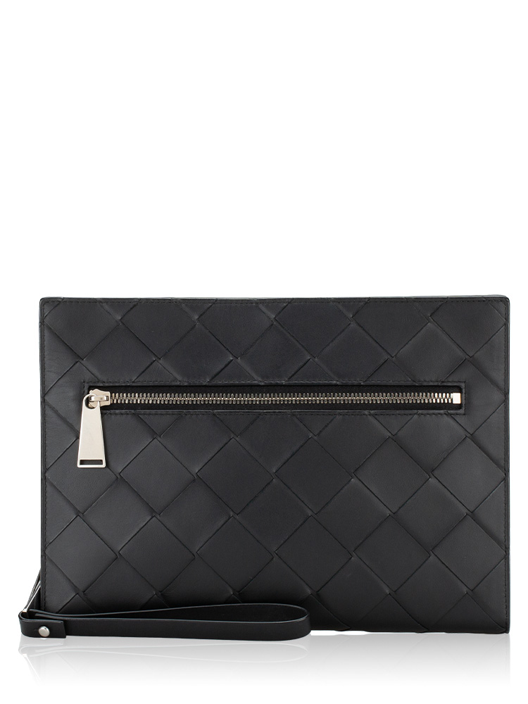 Maxi Intrecciato Wrist Pouch Black