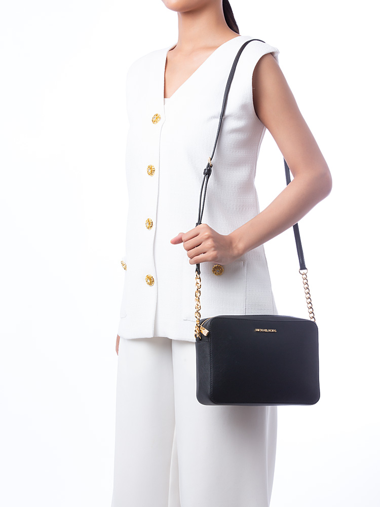 Jet Set Item Large Crossbody Black Gold