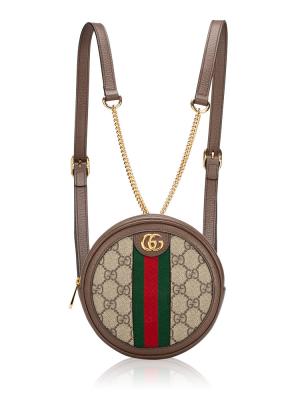 GG Supreme Web Ophidia Mini Round Backpack Beige Ebony