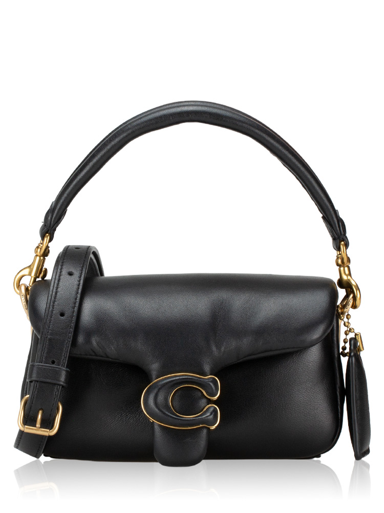C3880 Pillow Leather Tabby 18 Shoulder Bag Black
