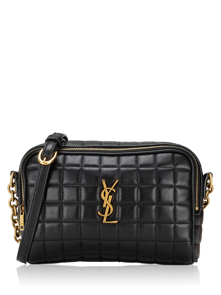 Lambskin Carre Quilted Cassandre Mini Camera Bag Black