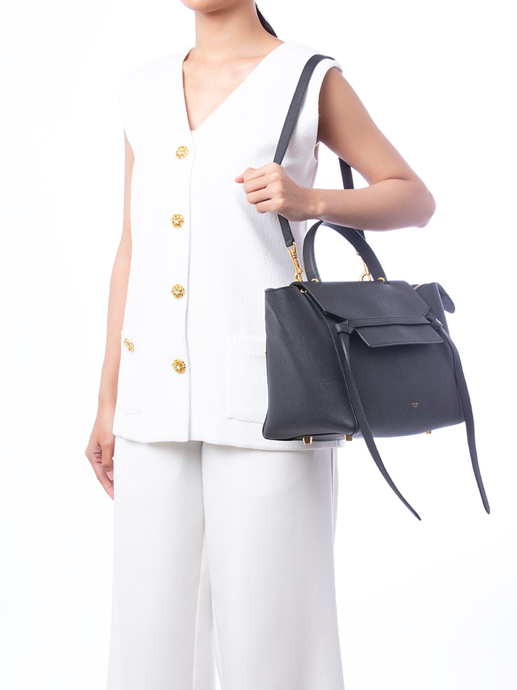 Grained Calfskin Mini Belt Bag Black