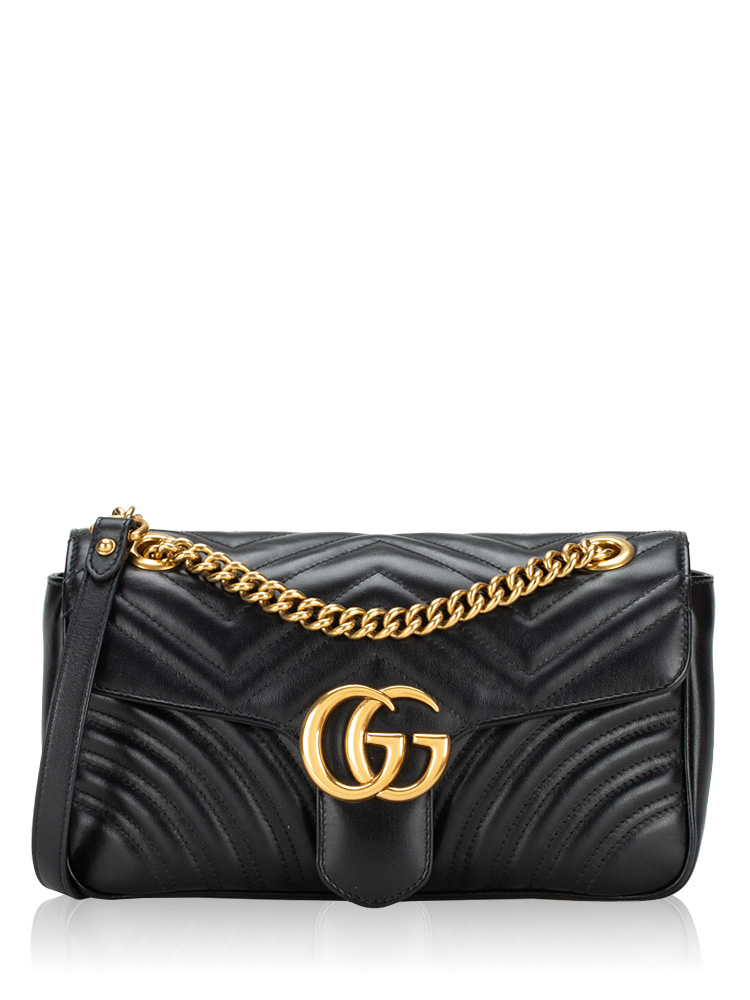 GG Marmont Matelasse Small Flap Shoulder Bag Black