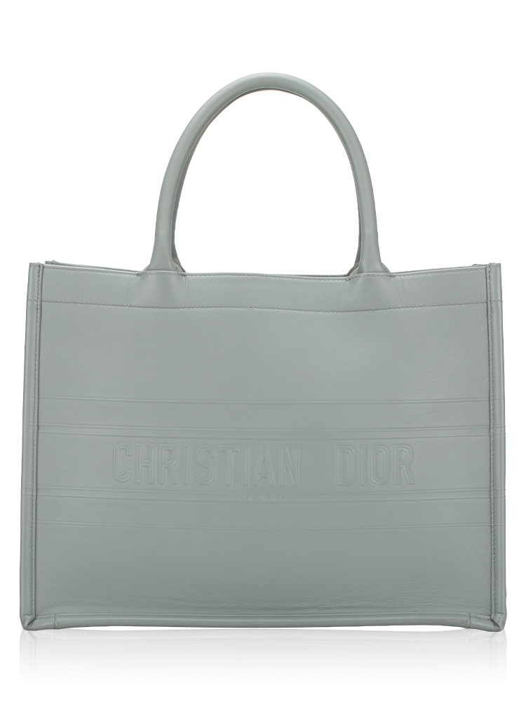 Calfskin Embossed Medium Book Tote Gray