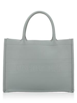 Calfskin Embossed Medium Book Tote Gray