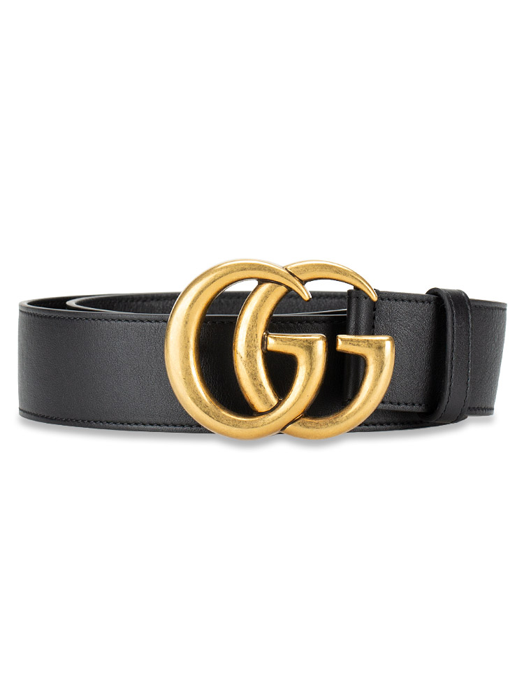 Calfskin GG Marmont 34mm Belt Black Sz 85