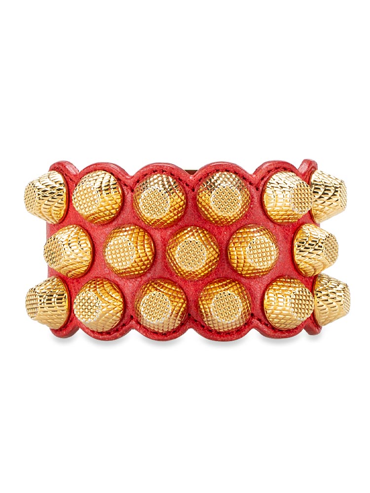 Gold All Over Three Row Stud Bracelet Rouge Cardinal Sz S