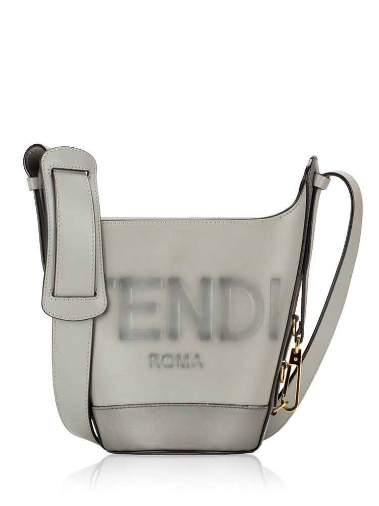 Calfskin Logo Bouquet Shoulder Bag Grey