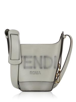 Calfskin Logo Bouquet Shoulder Bag Grey