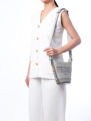 Calfskin Logo Bouquet Shoulder Bag Grey