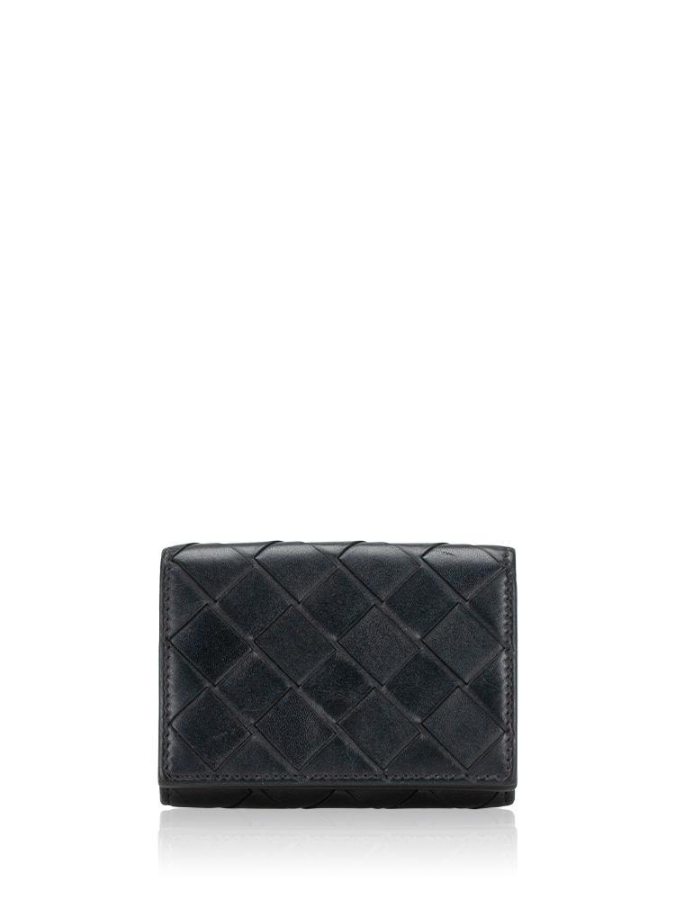 Nappa Maxi Intrecciato Trifold Wallet Black