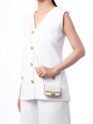 Patent Leather Nano Baguette Charm Cream