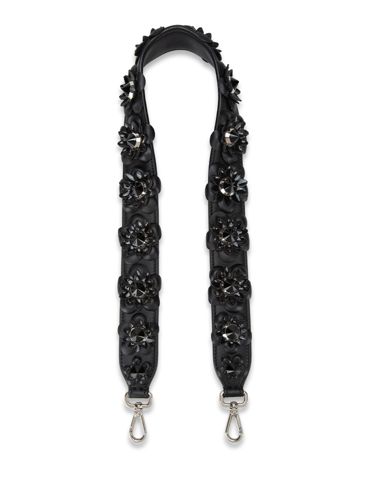Vitello Dolce Patent Flowerland Studded Strap You Black