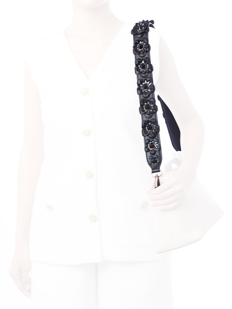 Vitello Dolce Patent Flowerland Studded Strap You Black