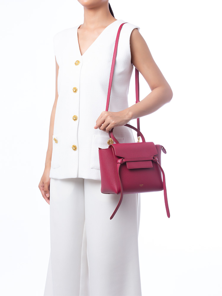 Grained Calfskin Nano Belt Bag Raspberry