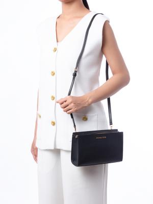 Sheila Leather Small Zip Crossbody Black