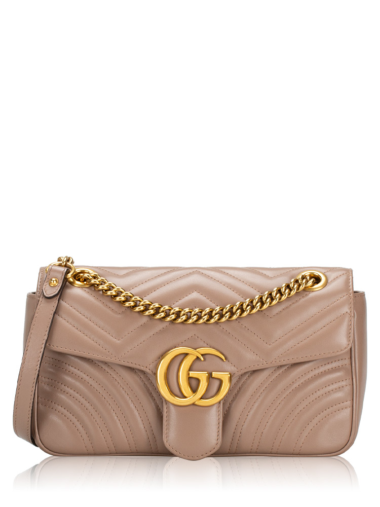 Calfskin GG Marmont Matelasse Small Shoulder Bag Porcelain Rose