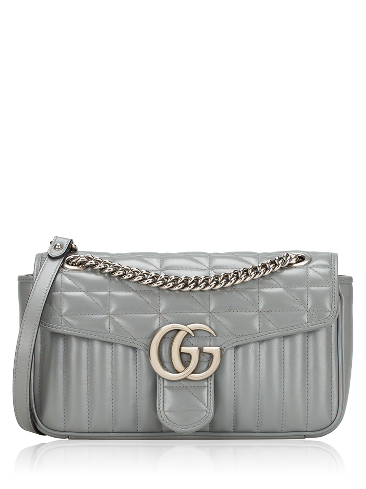 GG Marmont Matelasse Aria Small Flap Shoulder Bag Deep Grey