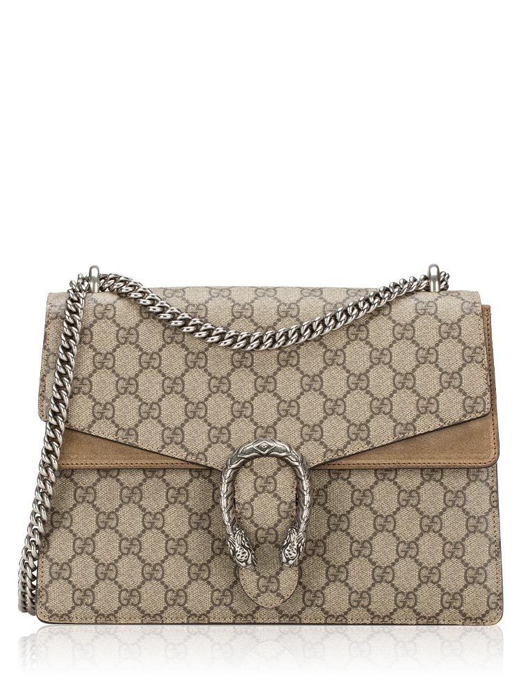GG Supreme Dionysus Medium Flap Shoulder Bag Beige Taupe