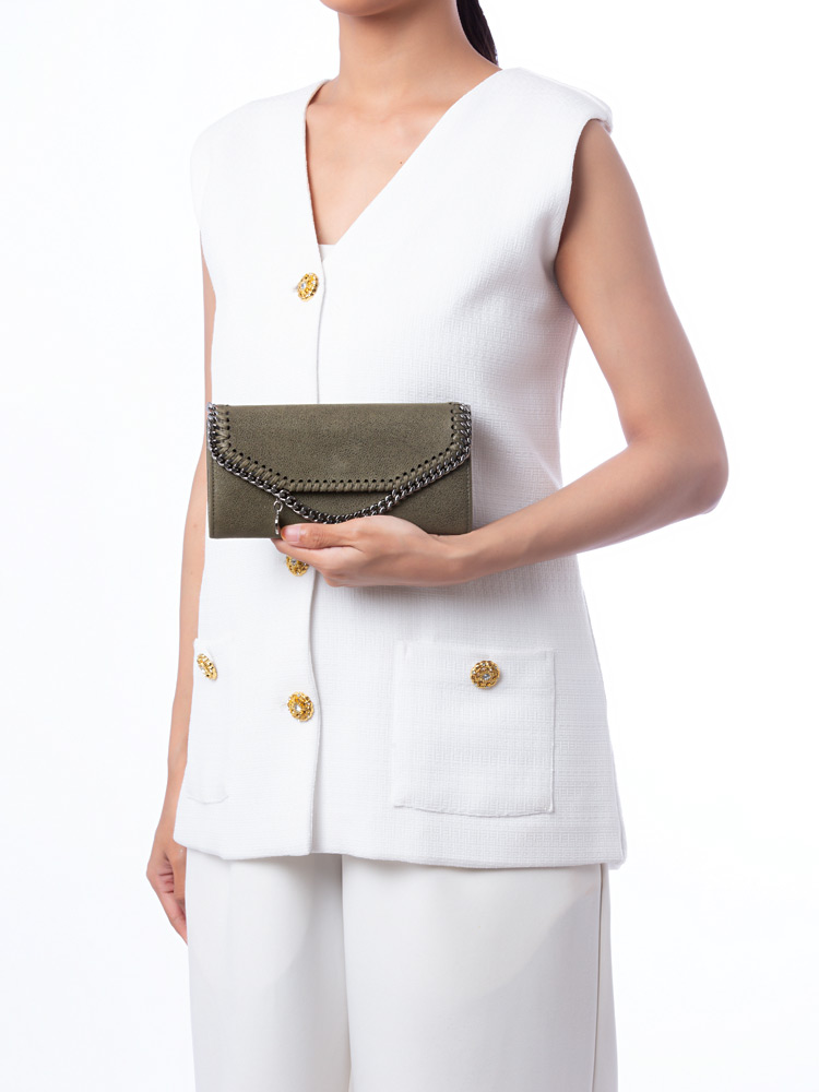 Shaggy Deer Falabella Continental Wallet Khaki