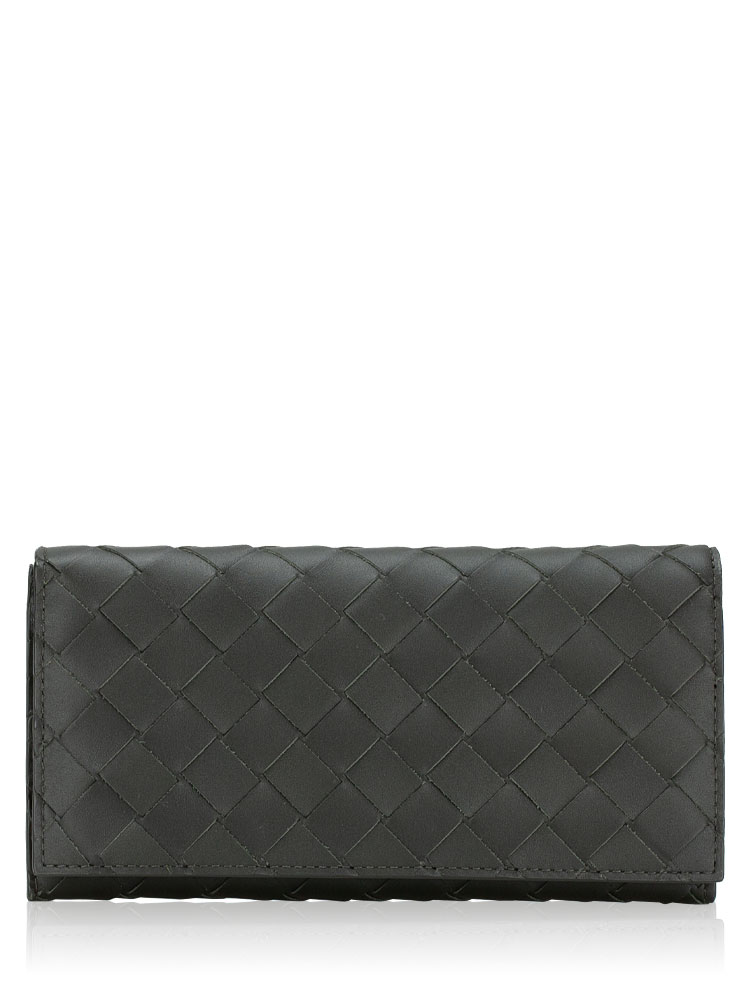 Calfskin Maxi Intrecciato Continental Wallet Dark Green