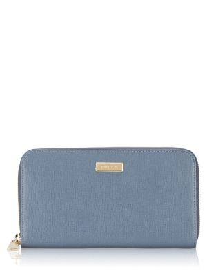Leather Zip Wallet Blue