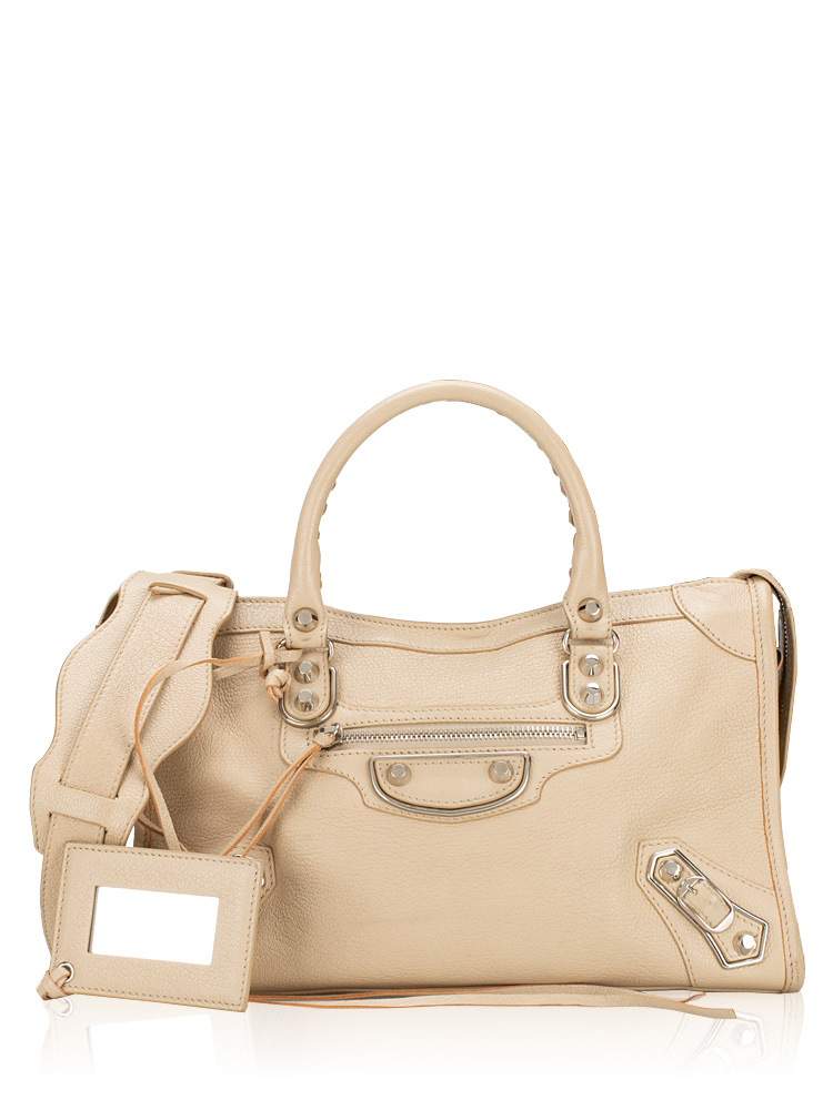 Silver Metallic Edge Small City Beige Tapioca