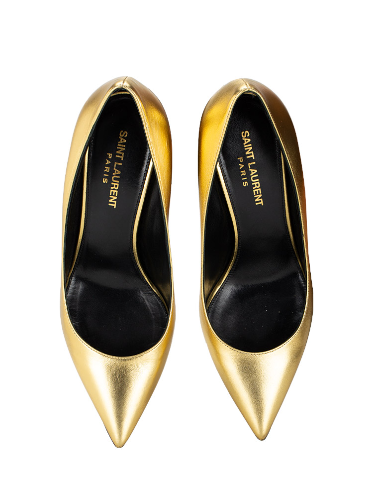 Calfskin Opyum 100 Pumps Gold Sz 37