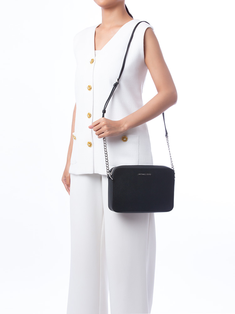 Jet Set Item Large Crossbody Black Silver