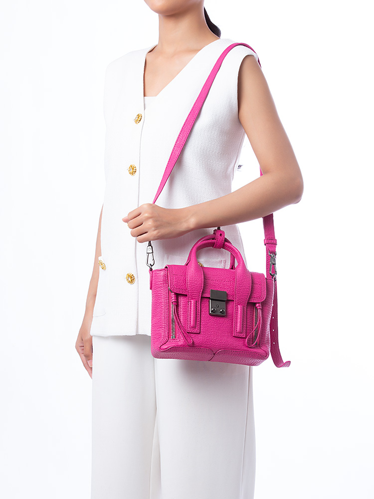3.1 Textured Calfskin Mini Pashli Fuchsia