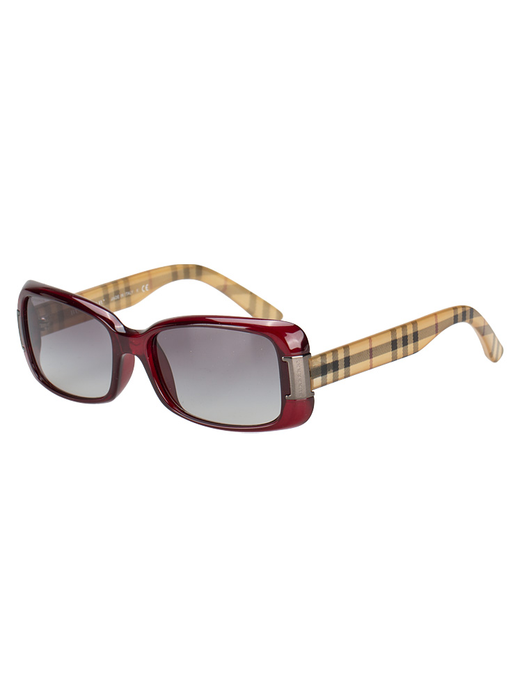 B4087 Nova Check Rectangular Sunglasses Red Brown