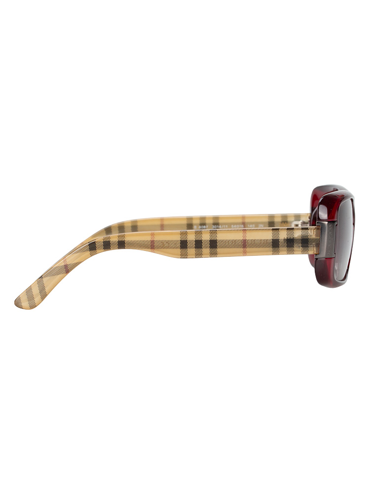 B4087 Nova Check Rectangular Sunglasses Red Brown