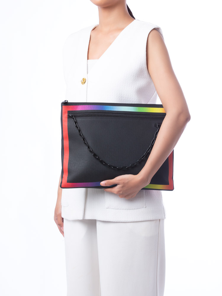 x Virgil Abloh Taiga A4 Pochette Noir Rainbow