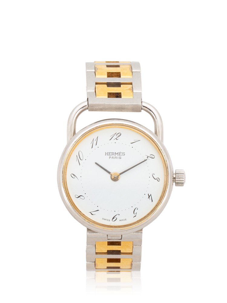 Vintage Stainless 25mm Arceau Clipper Watch Silver Gold