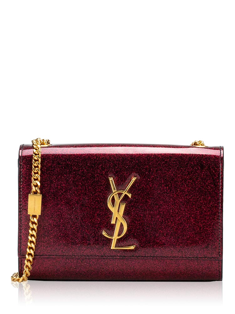 Glitter Patent Leather Monogram Kate Small Shoulder Bag Magenta