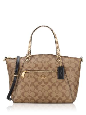 C4293 Signature Exotic Mix Prairie Satchel Khaki Black