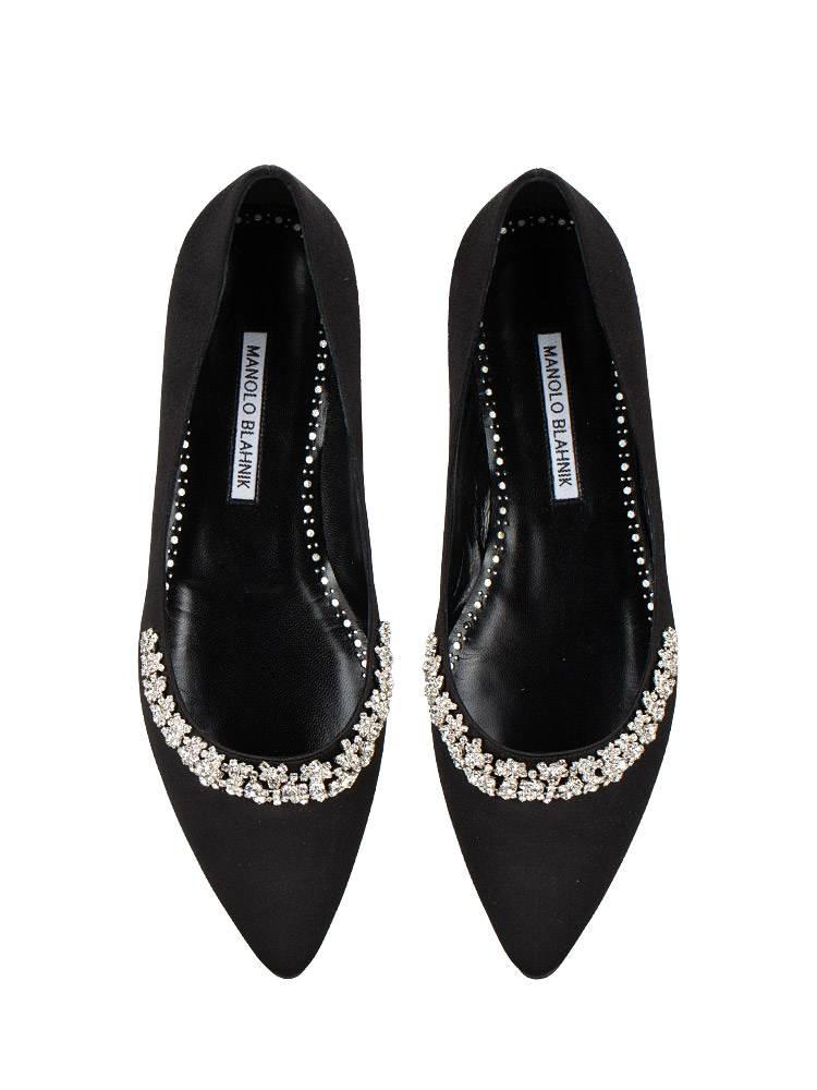 Satin Olarana Ballerina Flats Black Sz 39