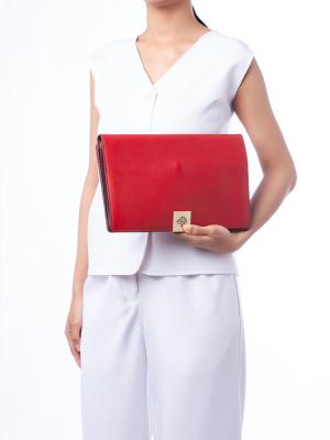 Calfskin Clutch Scarlet Red