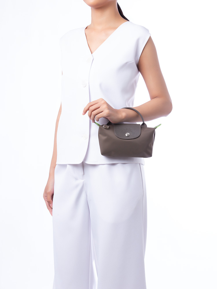 Le Pliage Green Pouch With Handle Terra