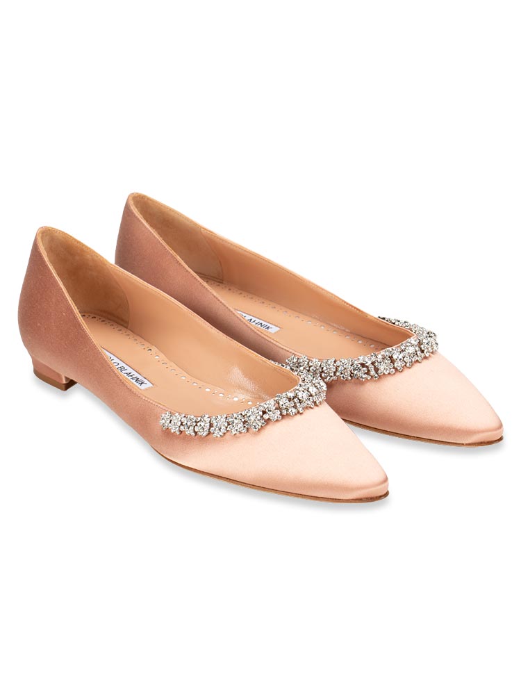 Satin Olarana Ballerina Flats Medium Nude Sz 39