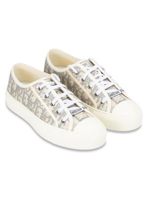 Oblique Embroidered Walk'N'Dior Platform Sneakers Stone Gray Sz 38