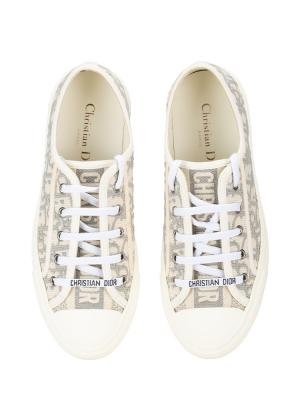 Oblique Embroidered Walk'N'Dior Platform Sneakers Stone Gray Sz 38