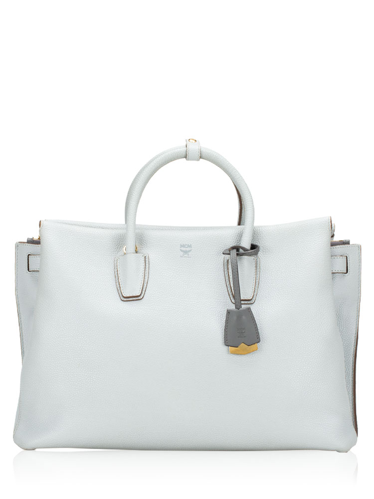 Grained Calfskin Milla Large Tote Concrete