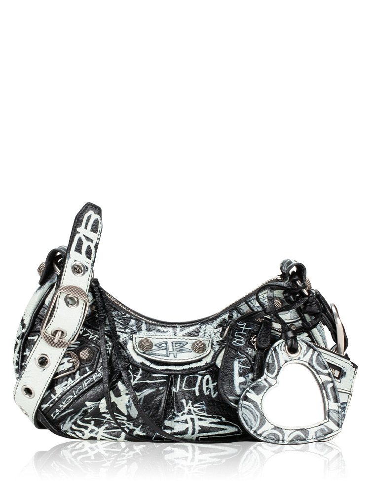 Le Cagole XS Graffiti Shoulder Bag Black