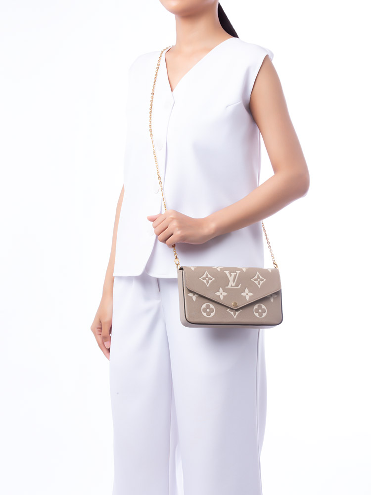 Monogram Empreinte Bicolor Felicie Pochette Tourterelle Creme